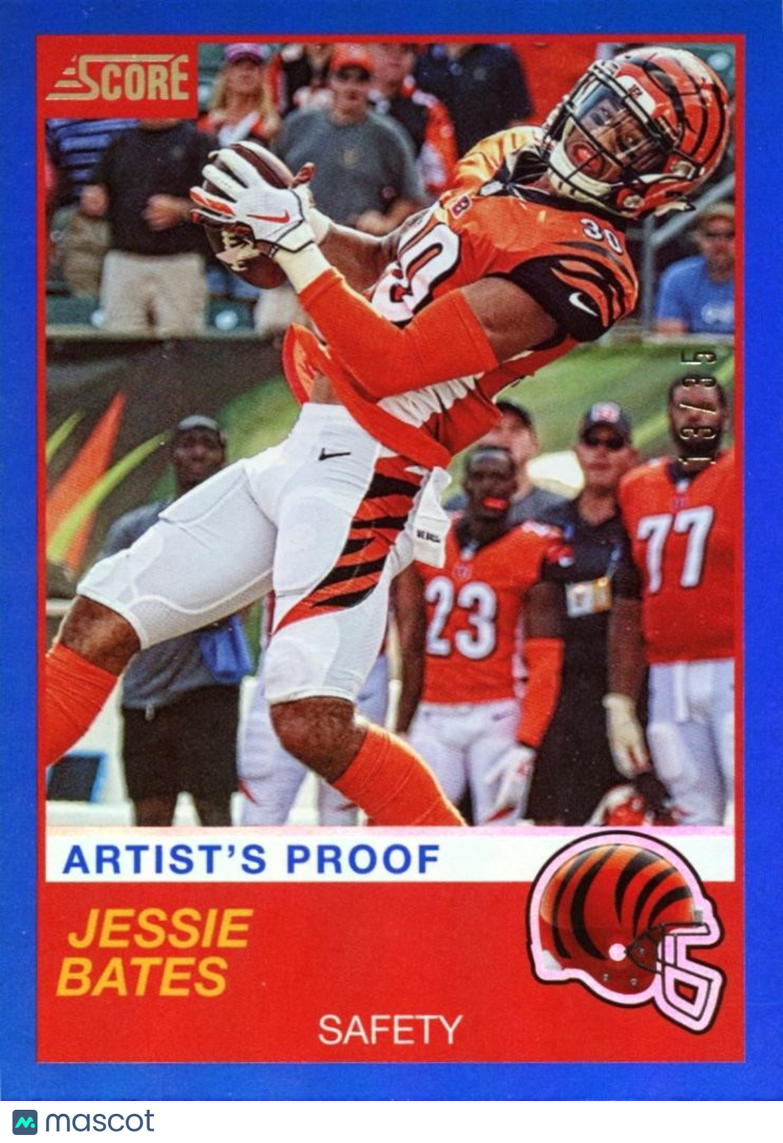 Jessie Bates 2019 Score Artist's Proof Blue SSP Cincinnati Bengals 13/35