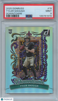 Tyler Shough 2025 Donruss DOWNTOWN! SSP CASE HIT Rookie RC Saints PSA 9