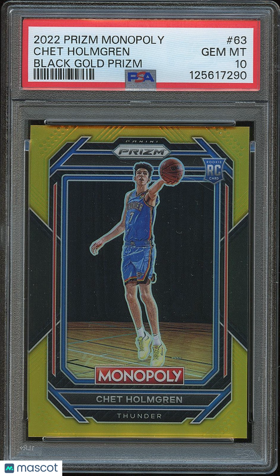 Chet Holmgren 2022 Prizm Monopoly Black GOLD Prizm RC rookie Thunder 4/5 PSA 10