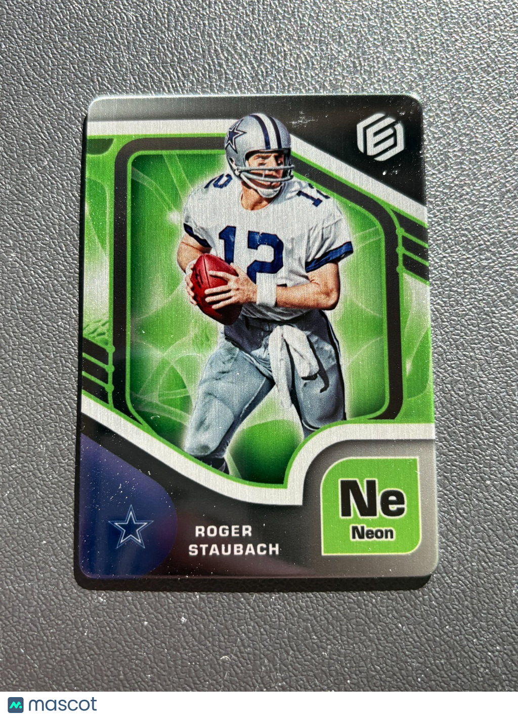 Roger Staubach 2021 Elements Neon SSP Metal Card Dallas Cowboys 9/10