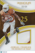 Jamaal Charles 2016 Immaculate Game Worn Patch Texas Longhorns 22/25