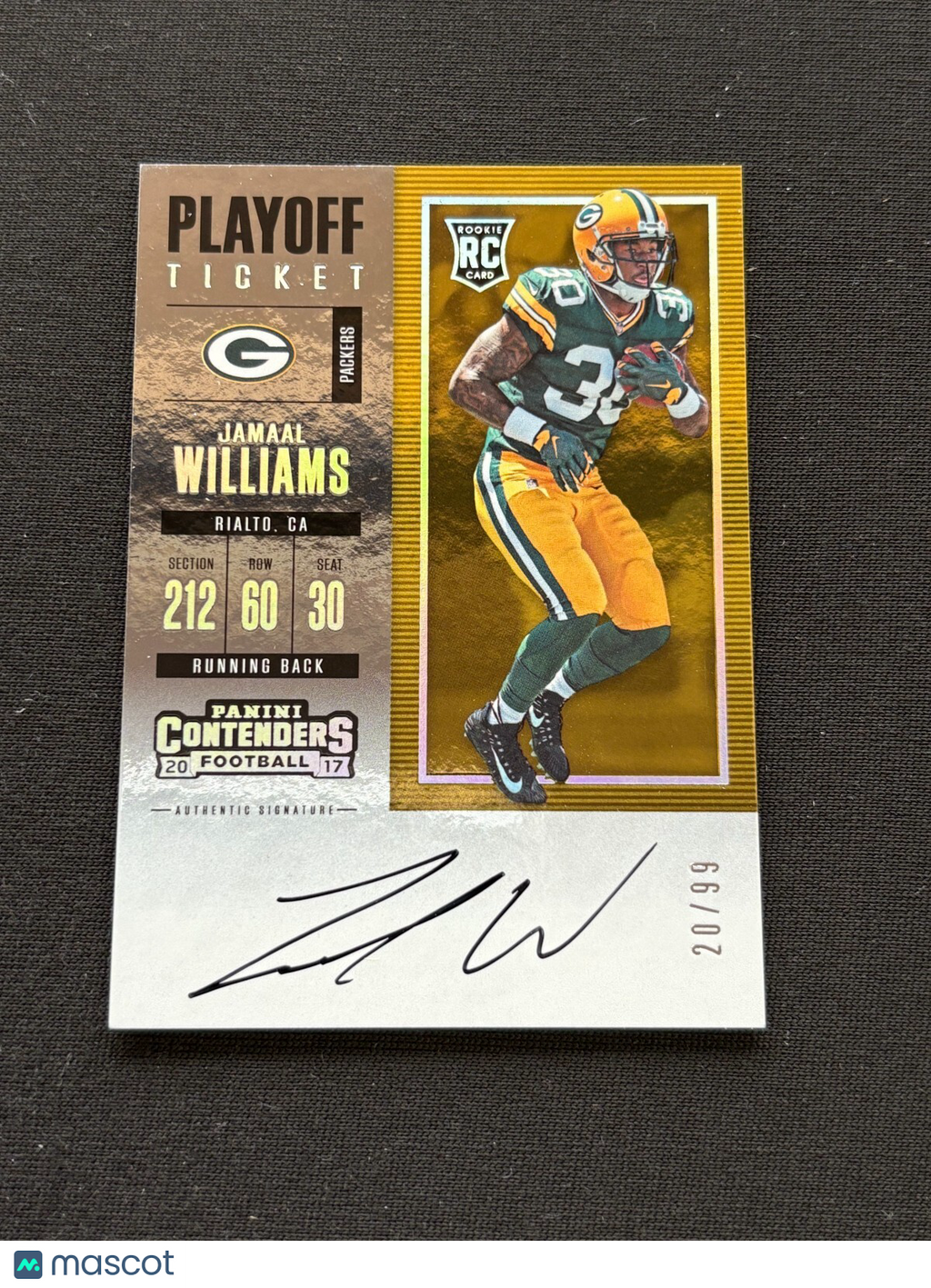 Jamaal Williams 2017 Contenders On Card Auto Autograph RC Saints Packers 20/99