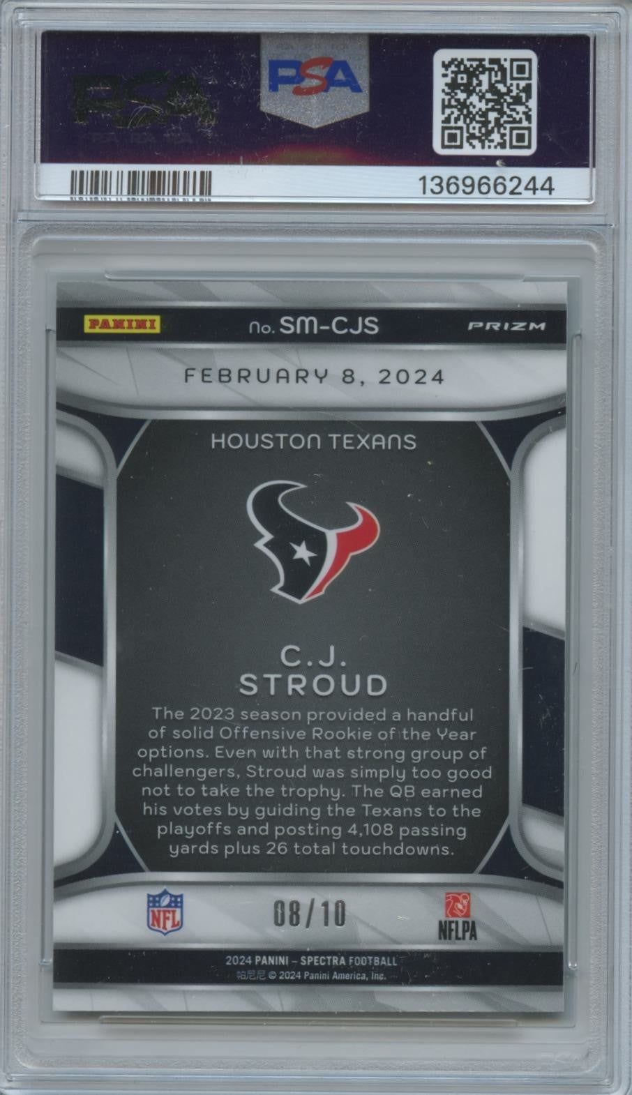 C.J. Stroud 2024 Spectra Moments Universal SSP Houston Texans 8/10 PSA 10