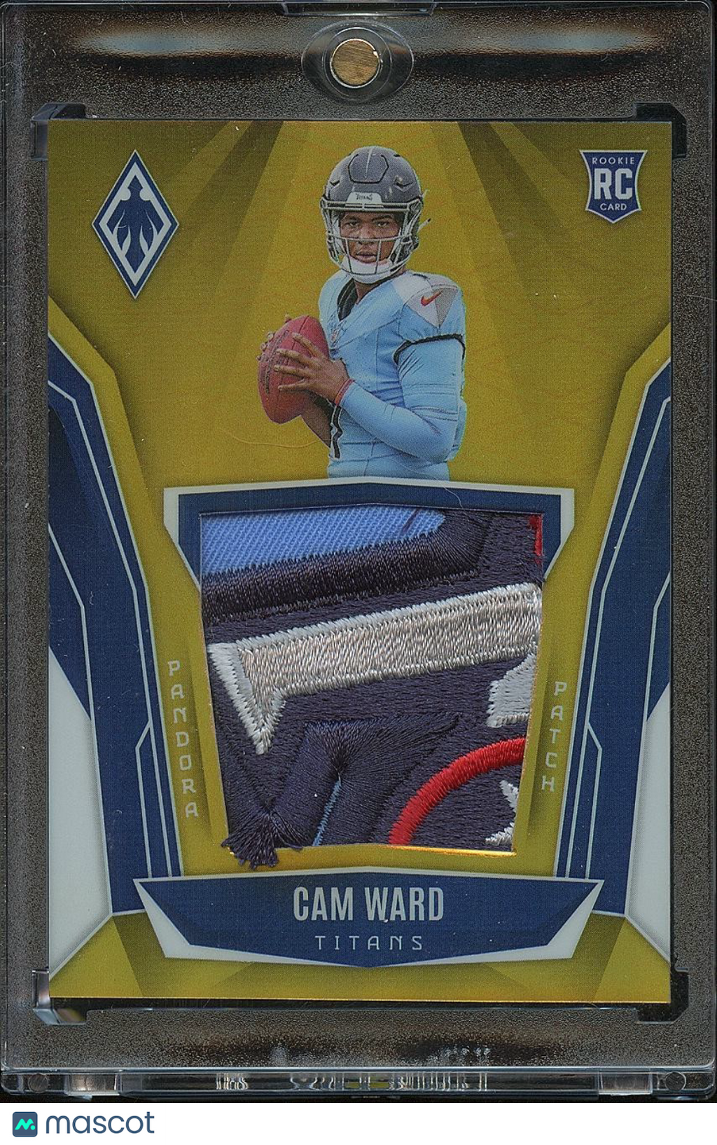 Cam Ward 2025 Phoenix LOGO Patch GOLD Prizm RC Tennessee Titans 2/10