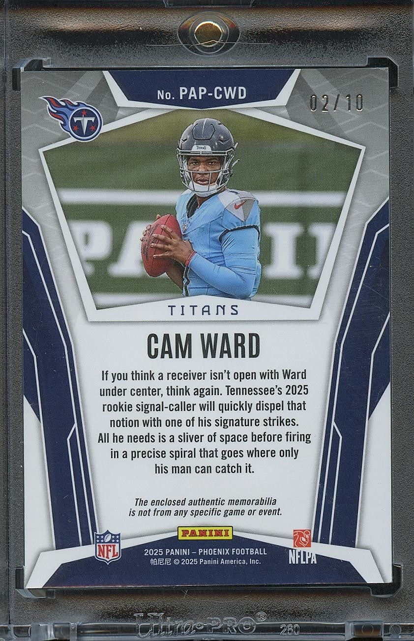 Cam Ward 2025 Phoenix LOGO Patch GOLD Prizm RC Tennessee Titans 2/10