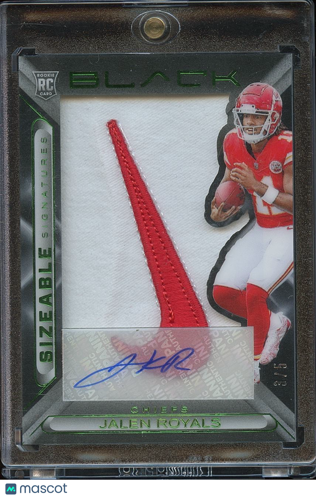 Jalen Royals 2025 Black Auto Autograph NIKE SWOOSH Patch Rookie RC KC Chiefs 3/5
