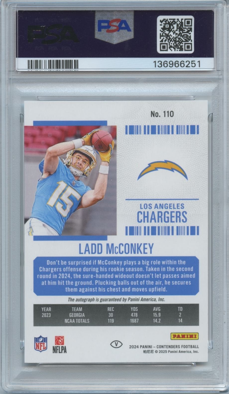 Ladd Mcconkey 2024 Contenders Variation Auto Autograph RC LA Chargers PSA 10