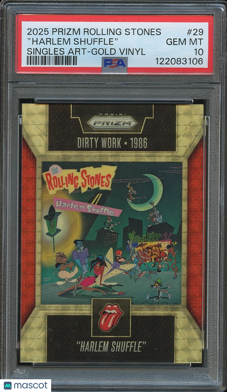 Harlem Shuffle 2025 Prizm Rolling Stones Gold Vinyl Prizm 5/5 #29 PSA 10