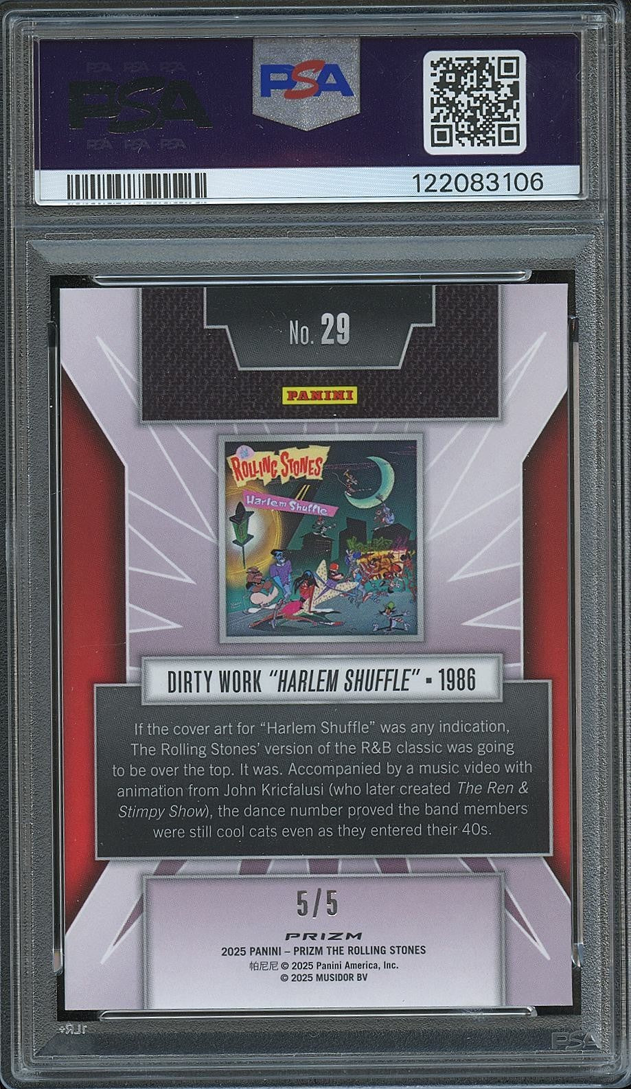Harlem Shuffle 2025 Prizm Rolling Stones Gold Vinyl Prizm 5/5 #29 PSA 10
