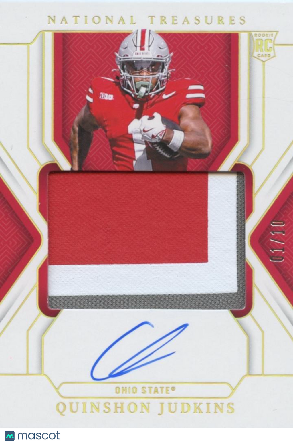 Quinshon Judkins 2025 National Treasures Auto Autograph Patch RC Ohio State 1/10