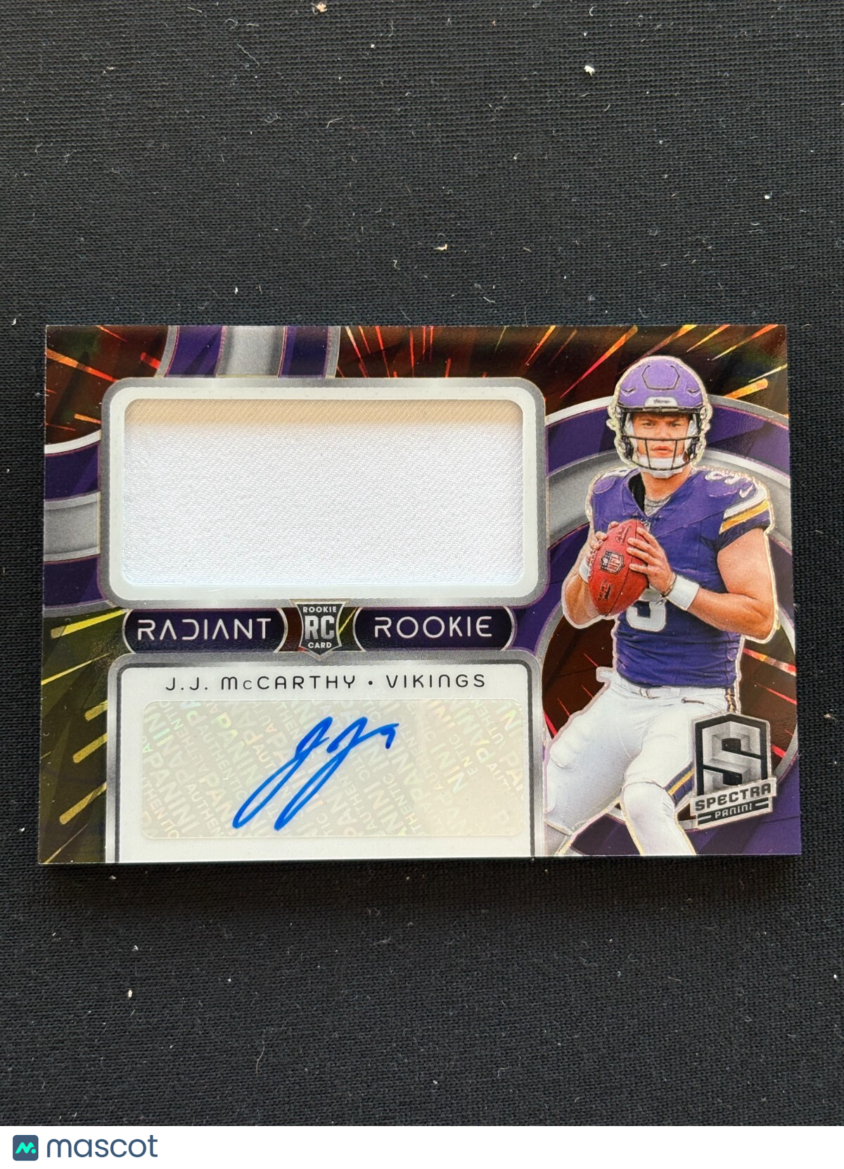 JJ Mccarthy 2024 Spectra Auto Autograph Patch Jersey RC Minnesota Vikings 39/60