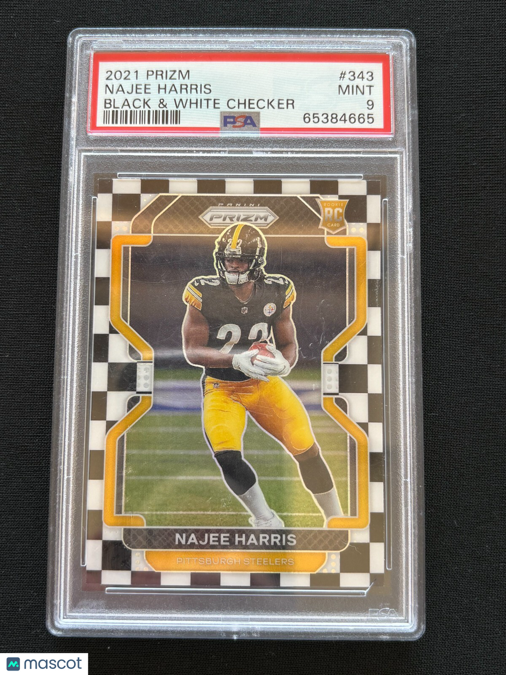 Najee Harris 2021 Prizm Black & White Checker Prizm SSP Rookie RC Steelers PSA 9