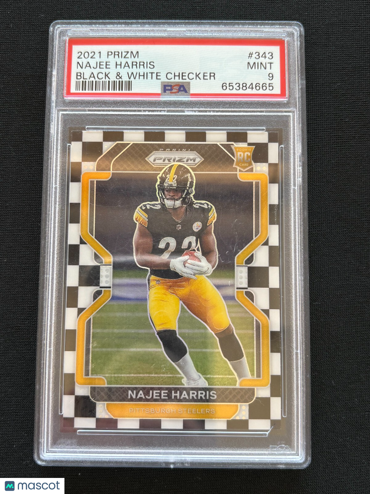 Najee Harris 2021 Prizm Black & White Checker Prizm SSP Rookie RC Steelers PSA 9