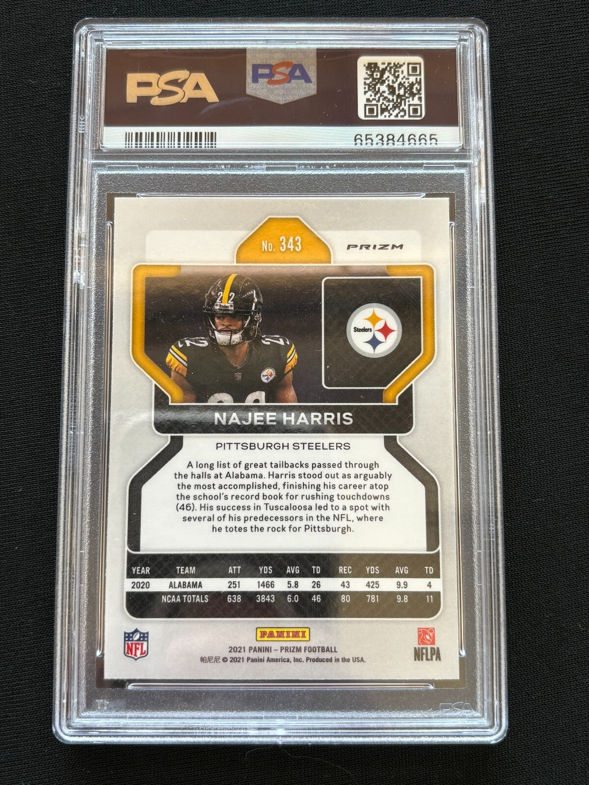 Najee Harris 2021 Prizm Black & White Checker Prizm SSP Rookie RC Steelers PSA 9