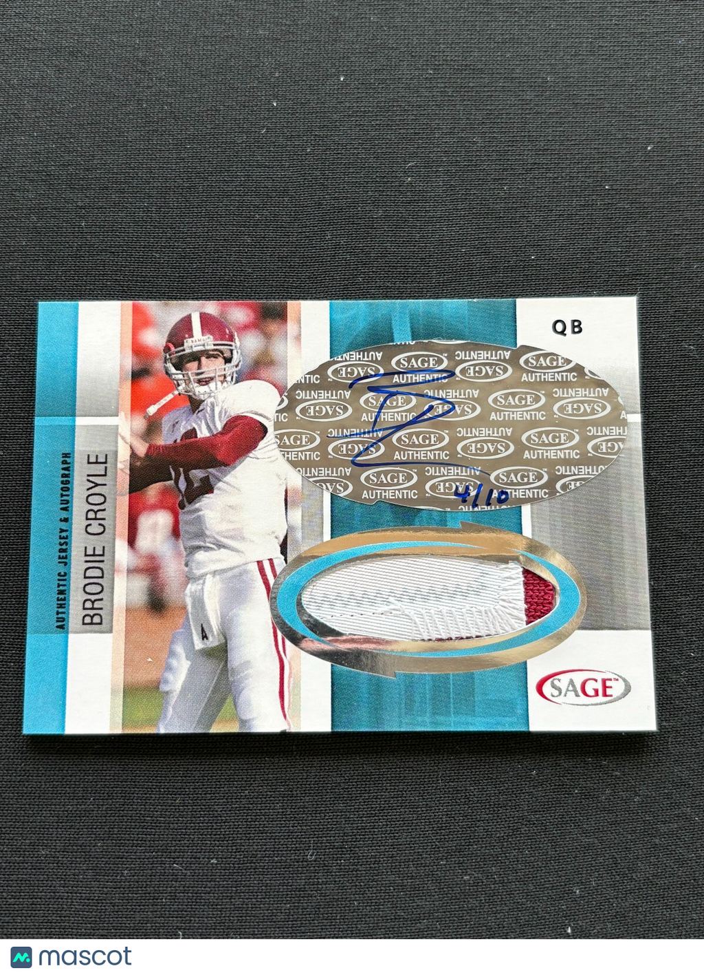 Brodie Croyle 2006 SAGE HIT Auto Autograph Patch RC Alabama Crimson Tide 4/10