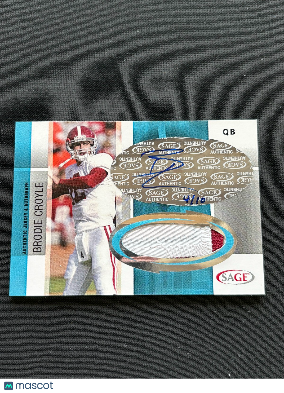Brodie Croyle 2006 SAGE HIT Auto Autograph Patch RC Alabama Crimson Tide 4/10