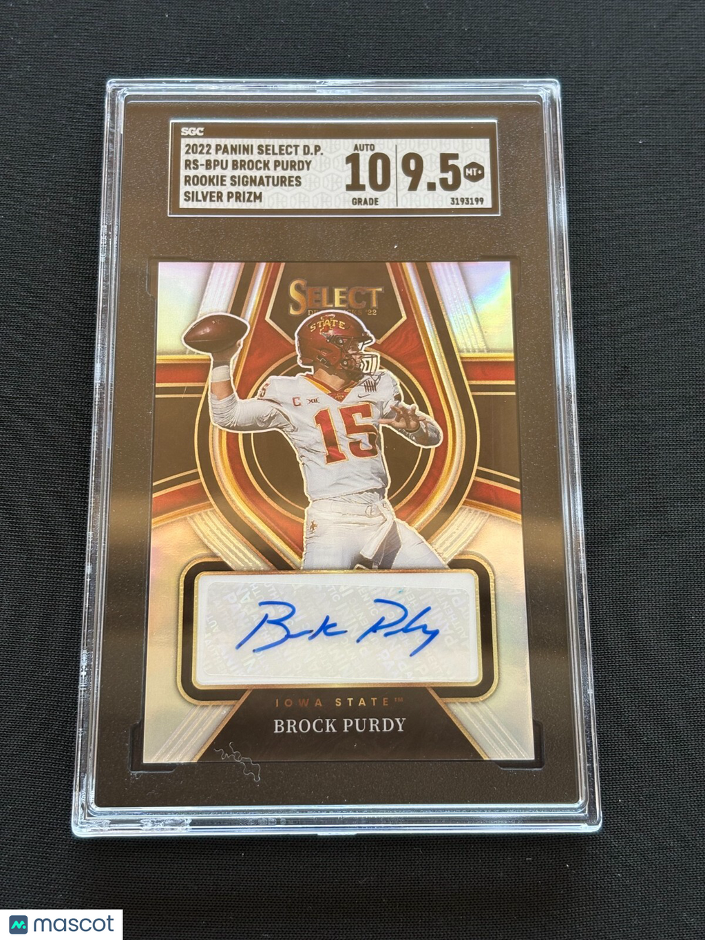 Brock Purdy 2022 Select Draft Silver Auto Autograph RC Iowa State 49ers SGC 9.5