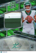 Jordan Travis 2024 Spectra Neon Green Auto Autograph Patch RC NY Jets 19/35
