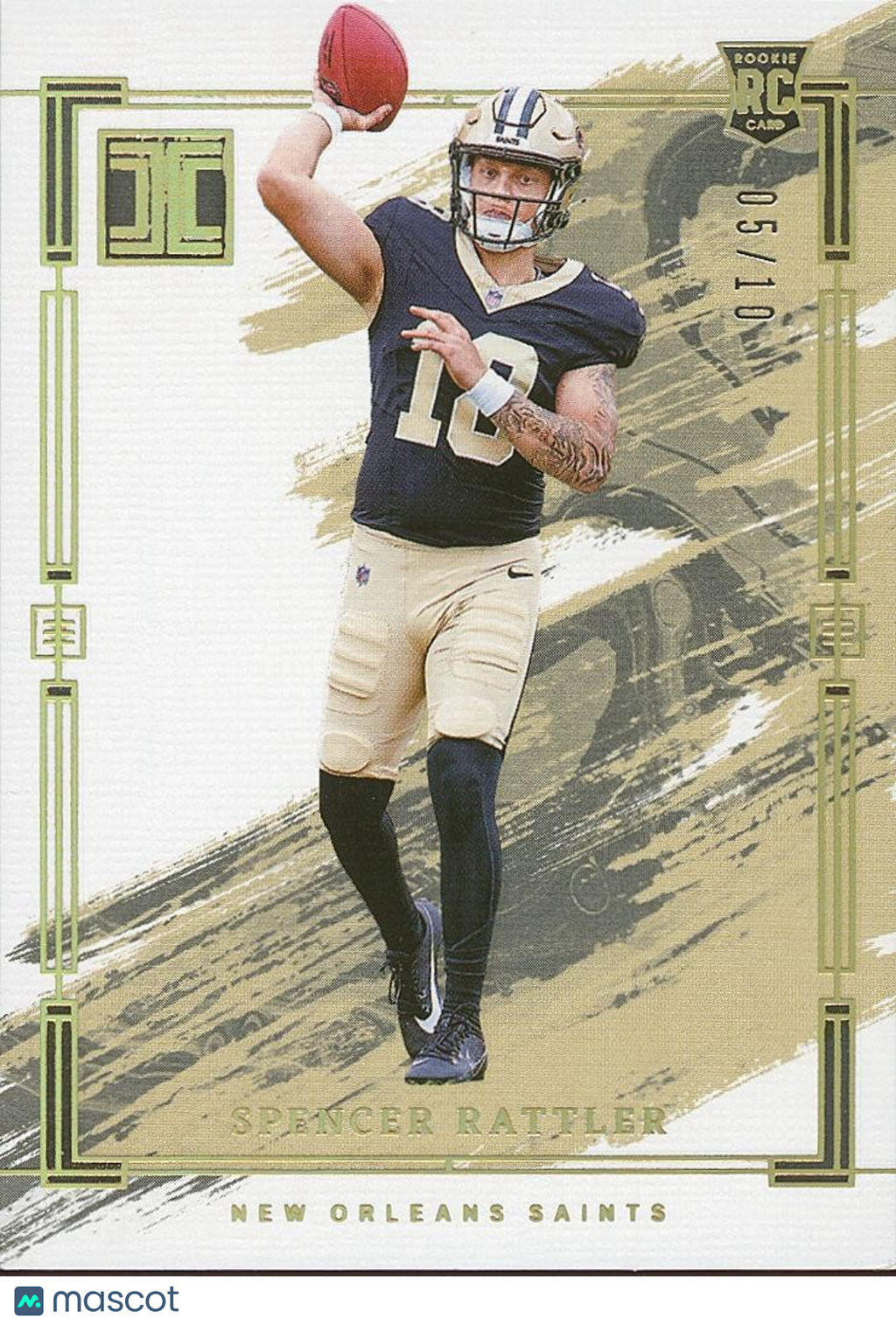 Spencer Rattler 2024 Impeccable GOLD Rookie RC New Orleans Saints #96 5/10