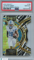 Jahmyr Gibbs 2023 Select Zebra Prizm Die-Cut SSP Rookie RC Detroit Lions PSA 10