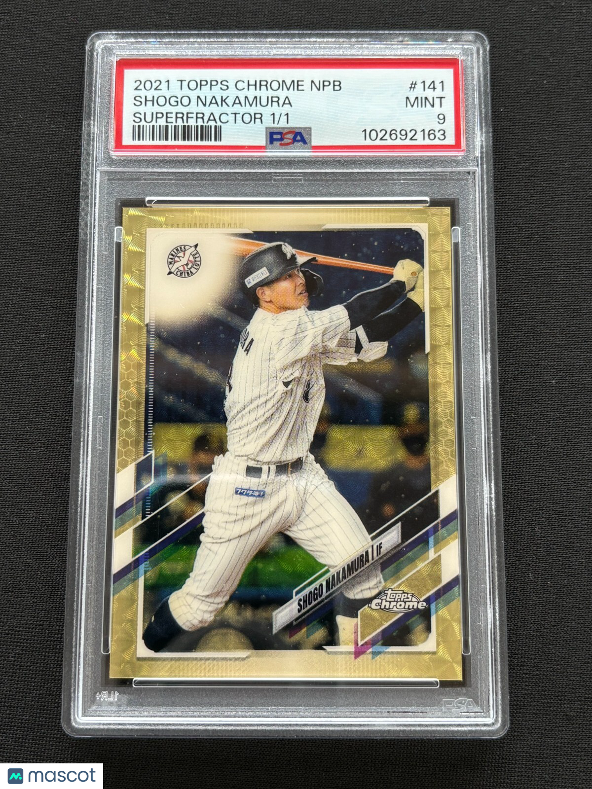 Shogo Nakamura 2021 Topps Chrome Superfractor RC Marines Chiba Lotte 1/1 PSA 9
