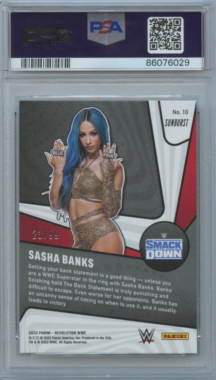 Sasha Banks 2022 Revolution Sunburst Supernova WWE 23/99 PSA 9