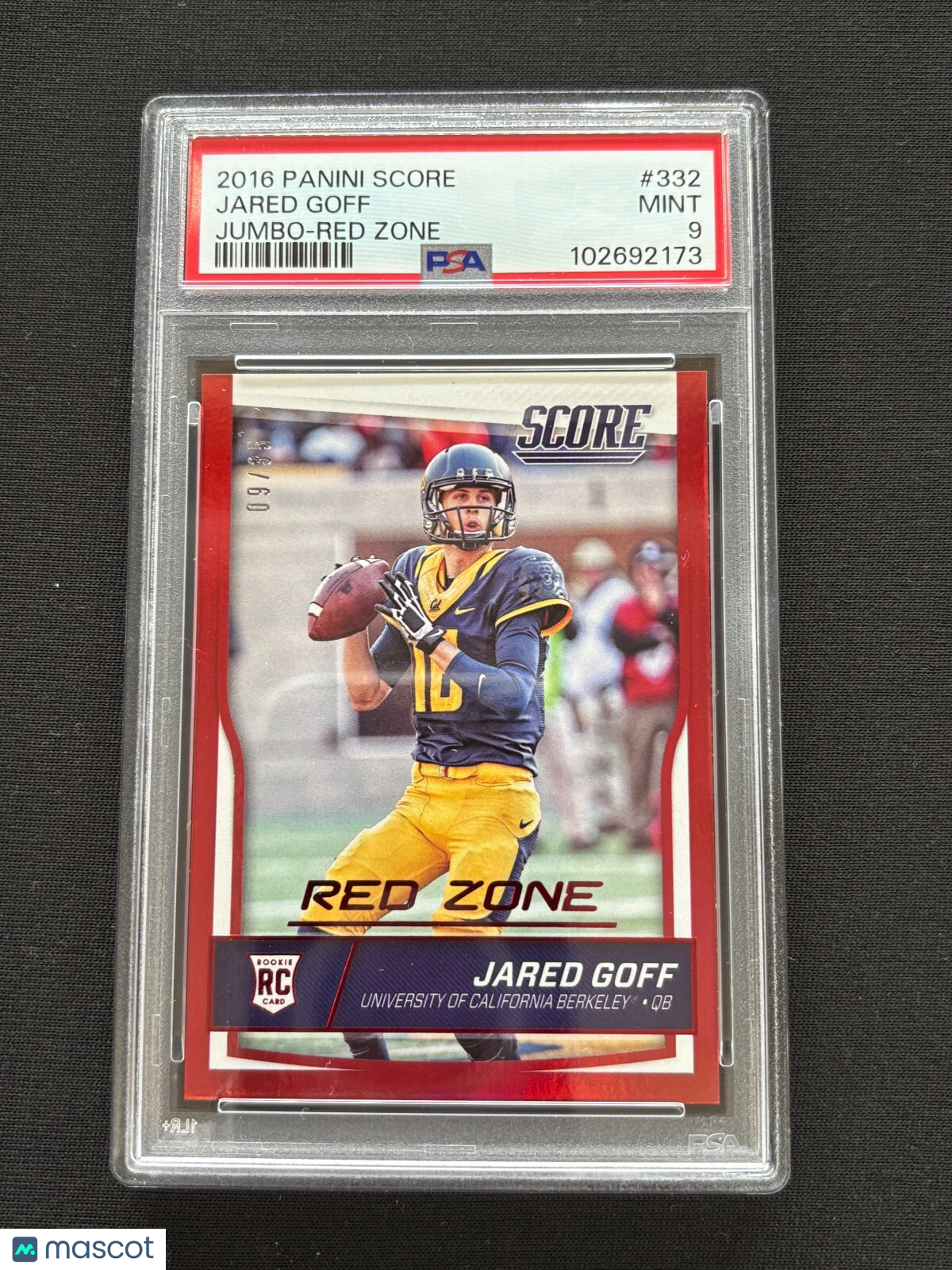 Jared Goff 2016 Score Red Zone SSP Rookie RC Cal Detroit Lions Rams 9/35 PSA 9