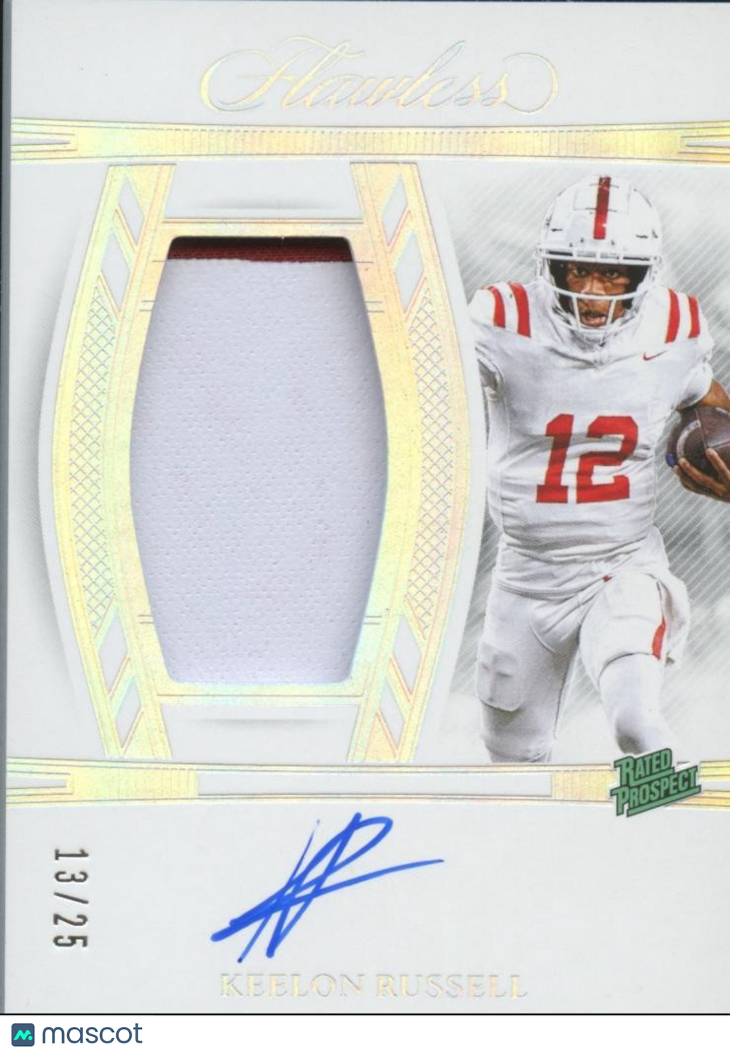 Keelon Russell 2025 Flawless Auto Autograph Patch Rookie RC 13/25 Alabama Tide