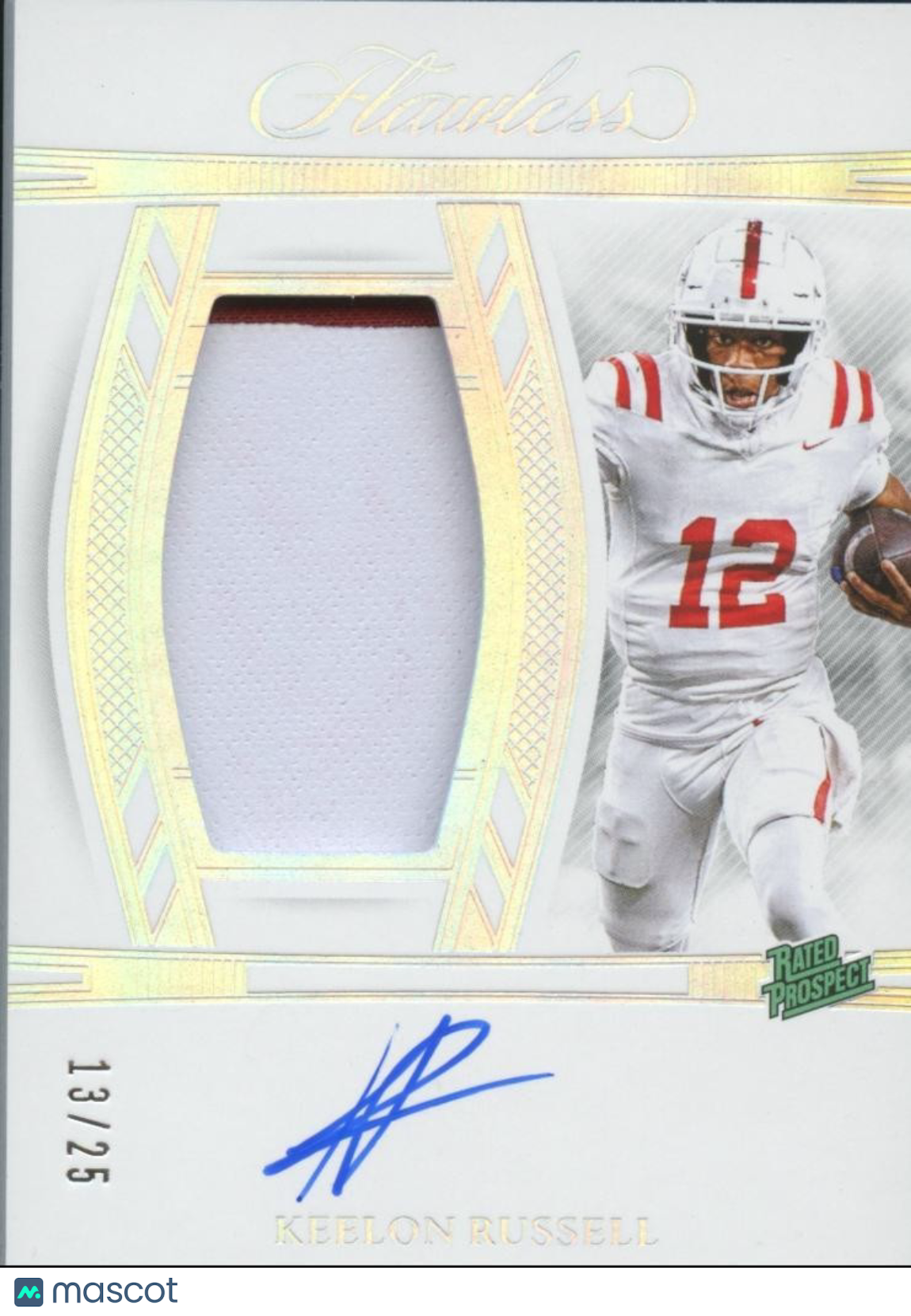 Keelon Russell 2025 Flawless Auto Autograph Patch Rookie RC 13/25 Alabama Tide