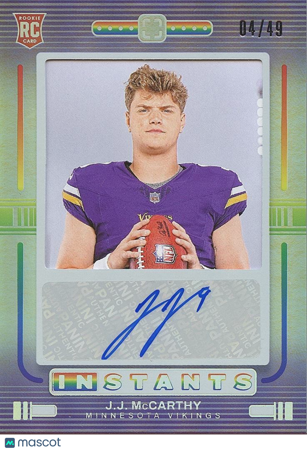 J.J. Mccarthy 2024 Photogenic Auto Autograph RC Rookie Minnesota Vikings 4/49