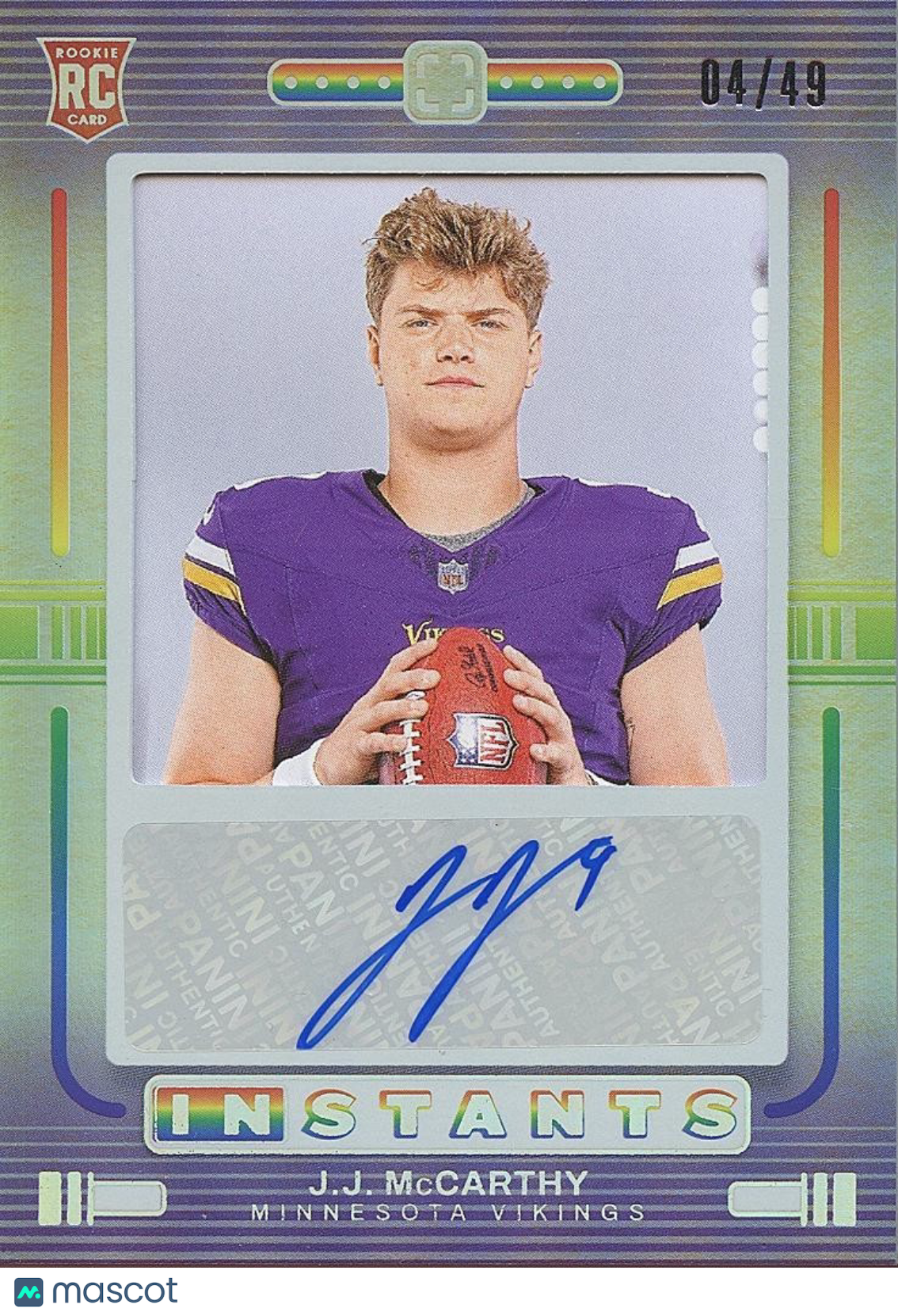 J.J. Mccarthy 2024 Photogenic Auto Autograph RC Rookie Minnesota Vikings 4/49