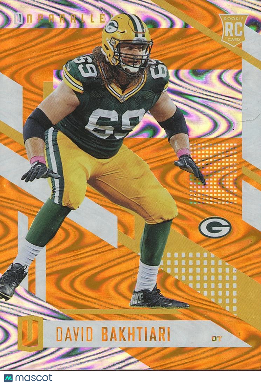 David Bakhtiari 2017 Unparalleled Orange Rookie RC Green Bay Packers 28/49 #126