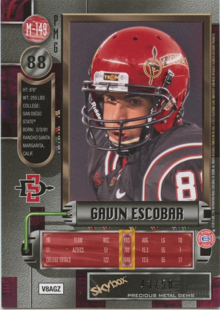 Gavin Escobar 2013 Fleer Metal BLUE Precious Metal Gems RC Dallas Cowboys 43/50