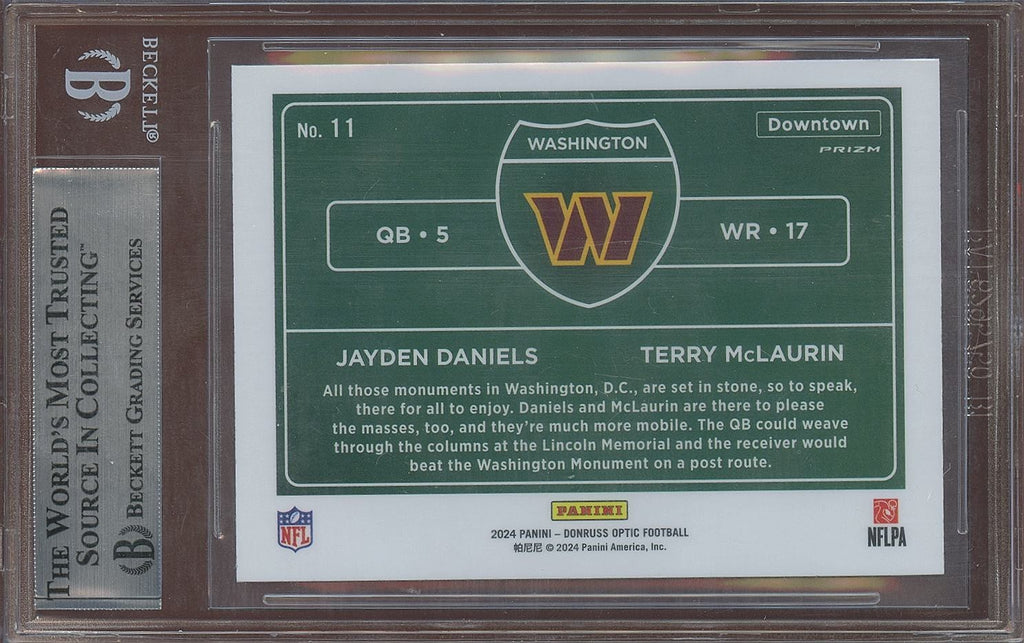 Jayden Daniels Terry Mclaurin 2024 Optic Downtown SSP CASE HIT Commanders BGS 9