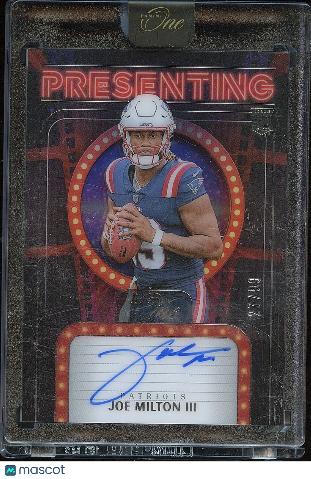 Joe Milton III 2024 Panini One Auto Autograph RC New England Patriots 27/99