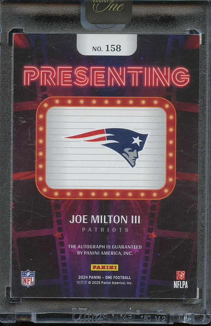 Joe Milton III 2024 Panini One Auto Autograph RC New England Patriots 27/99