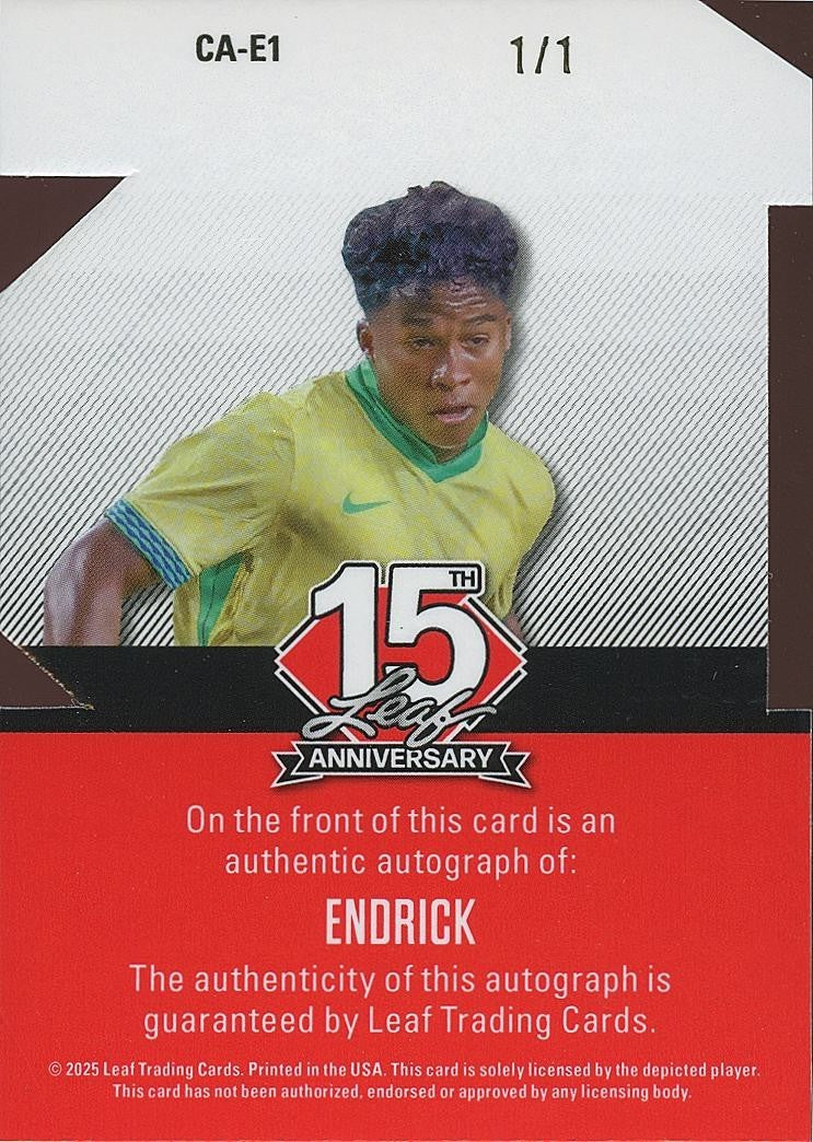Endrick 2025 Leaf Anniversary Auto Autograph Blue Ice Die-Cut Brazil 1/1
