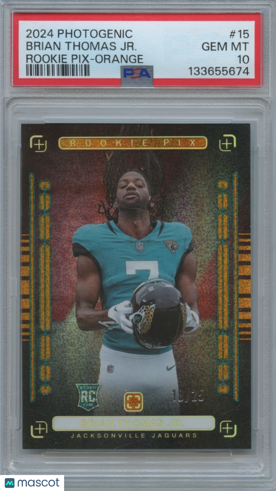 Brian Thomas Jr. 2024 Photogenic Orange Rookie RC 18/25 Jaguars PSA 10