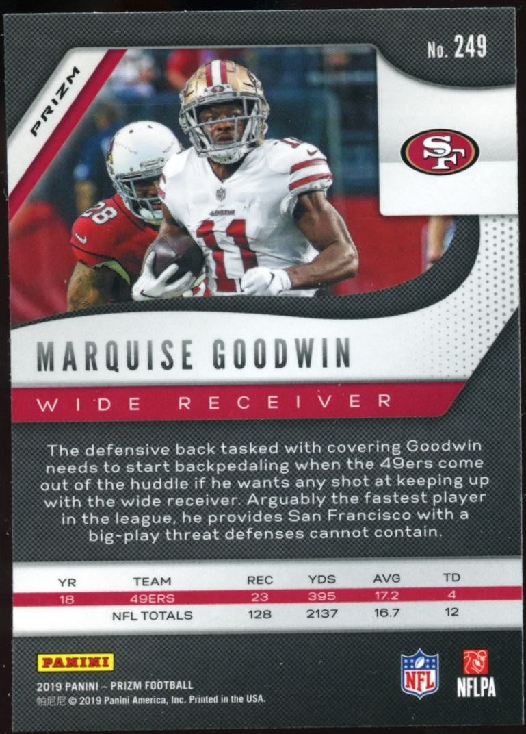 Marquise Goodwin 2019 Prizm Retail Blue SSP Shortprint San Francisco 49ers Texas