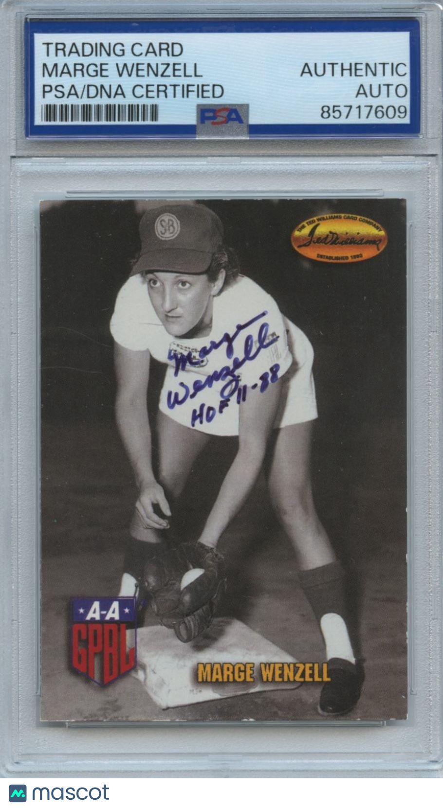 Marge Wenzell 1994 Women of Baseball On Card Auto Autograph PSA DNA