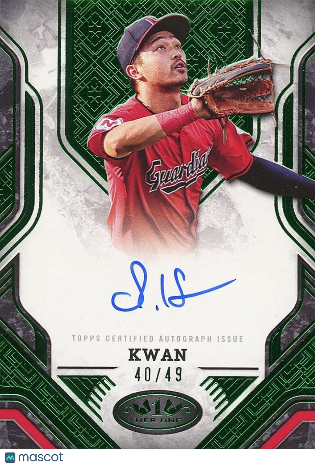 Steven Kwan 2025 Tier One Emerald Auto Autograph Cleveland Guardians 40/49