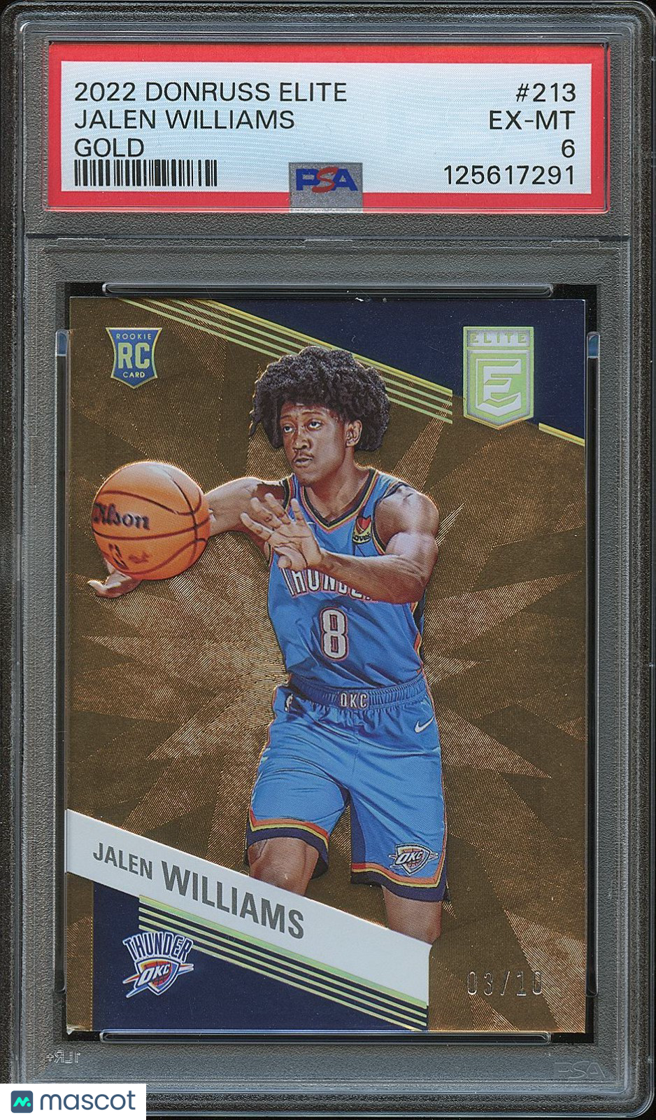 Jalen Williams 2022-23 Elite GOLD Rookie RC Oklahoma City Thunder 3/10 PSA 6