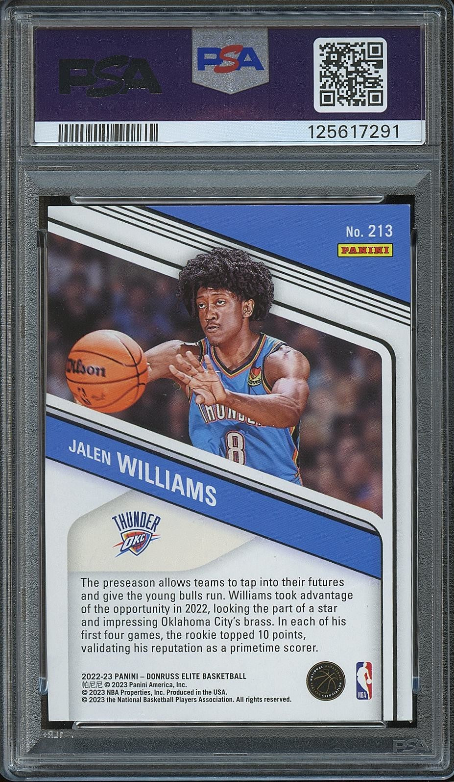 Jalen Williams 2022-23 Elite GOLD Rookie RC Oklahoma City Thunder 3/10 PSA 6