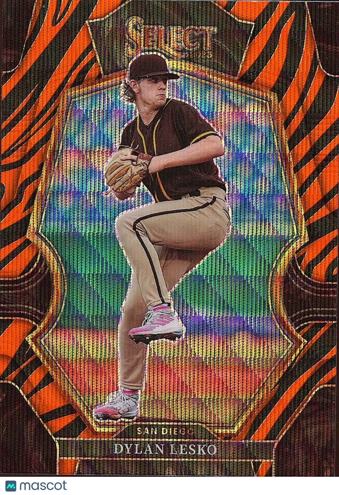 Dylan Lesko 2023 Select Premier Tiger Prizm SSP CASE HIT RC San Diego Padres