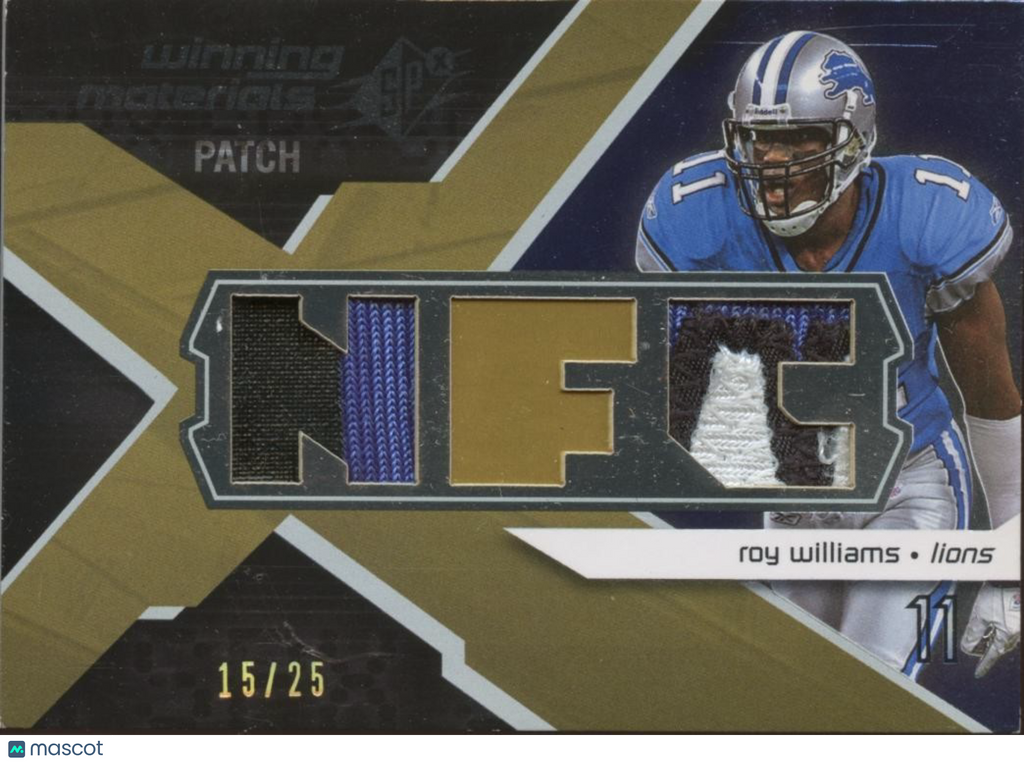 Roy Williams 2008 SPx Game Worn Nameplate Patch Detroit Lions Longhorns 15/25