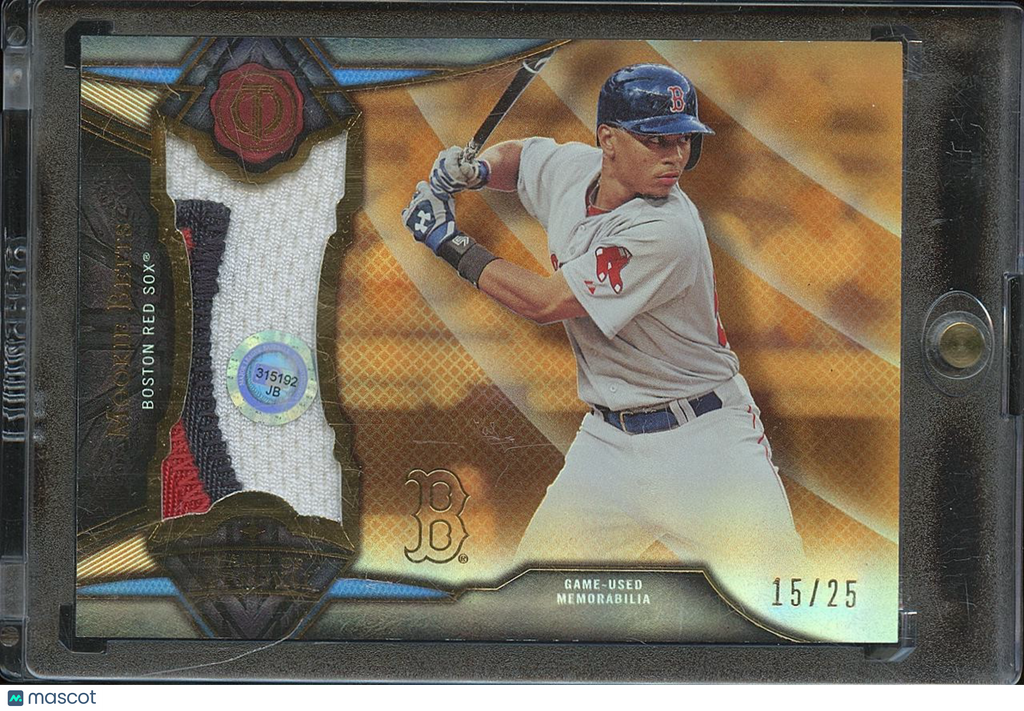 Mookie Betts 2015 Topps Tribute Game Worn Patch Orange Boston Red Sox 15/25