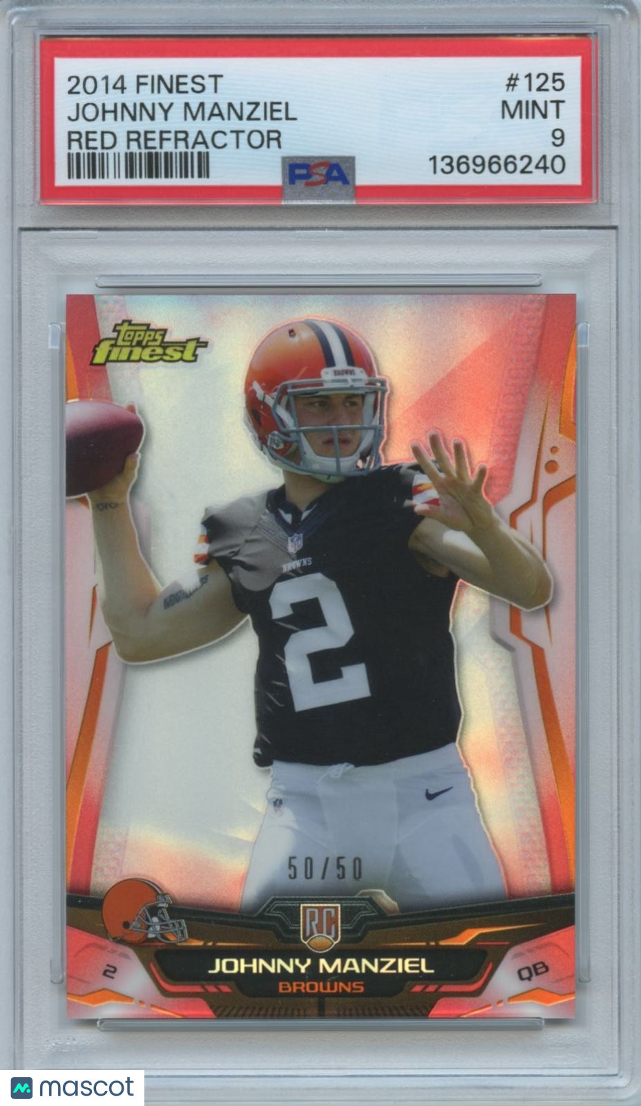 Johnny Manziel 2014 Topps Finest RED Refractor Rookie RC Browns 50/50 PSA 9