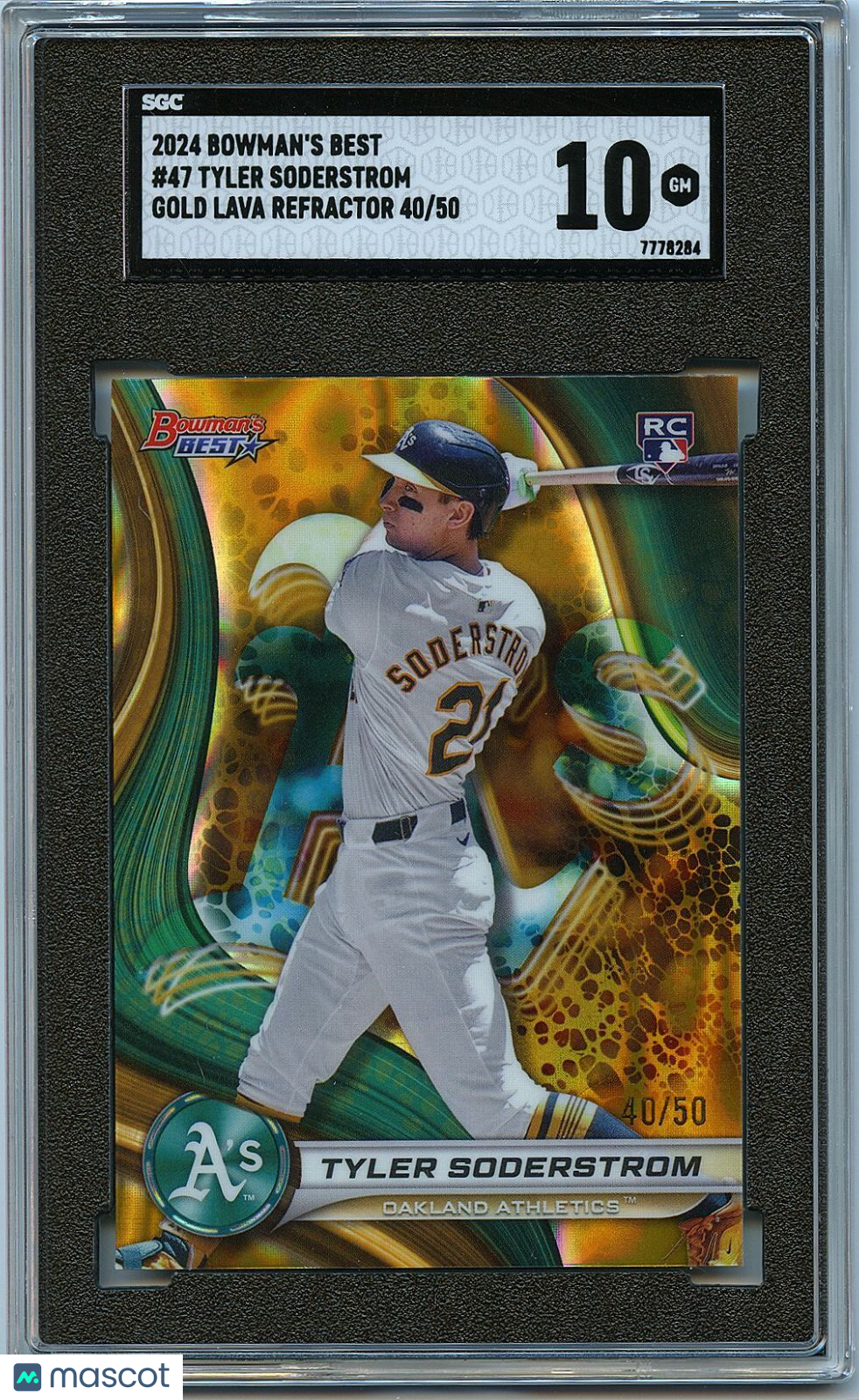 Tyler Soderstrom 2024 Bowman's Best GOLD Refractor RC Rookie A's 40/50 SGC 10