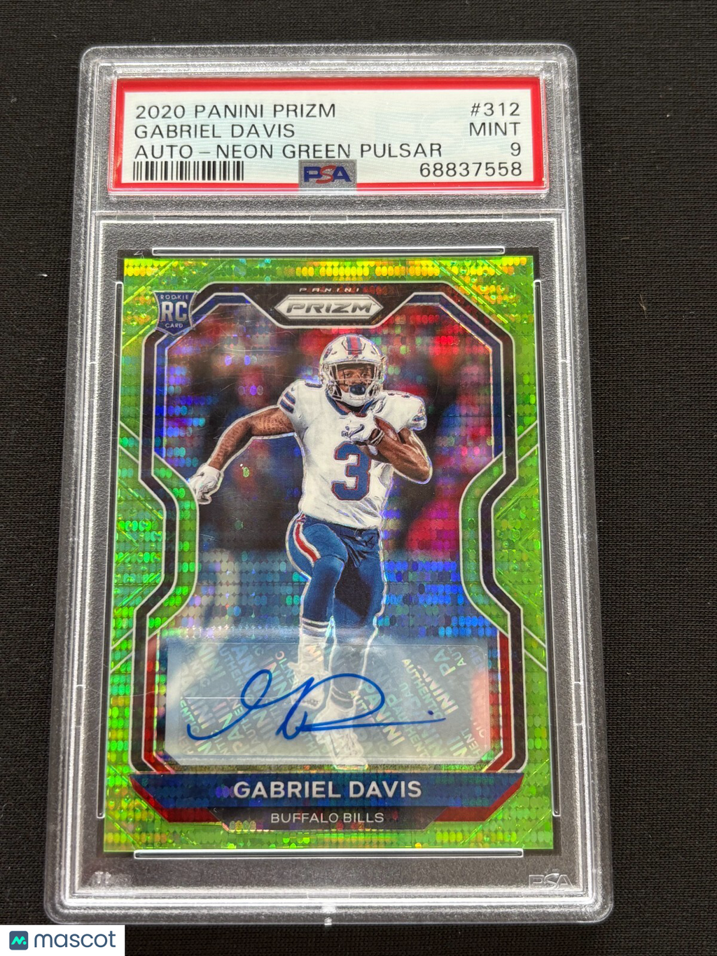 Gabriel Davis 2020 Prizm Neon Green Auto Autograph Rookie RC Buffalo Bills PSA 9