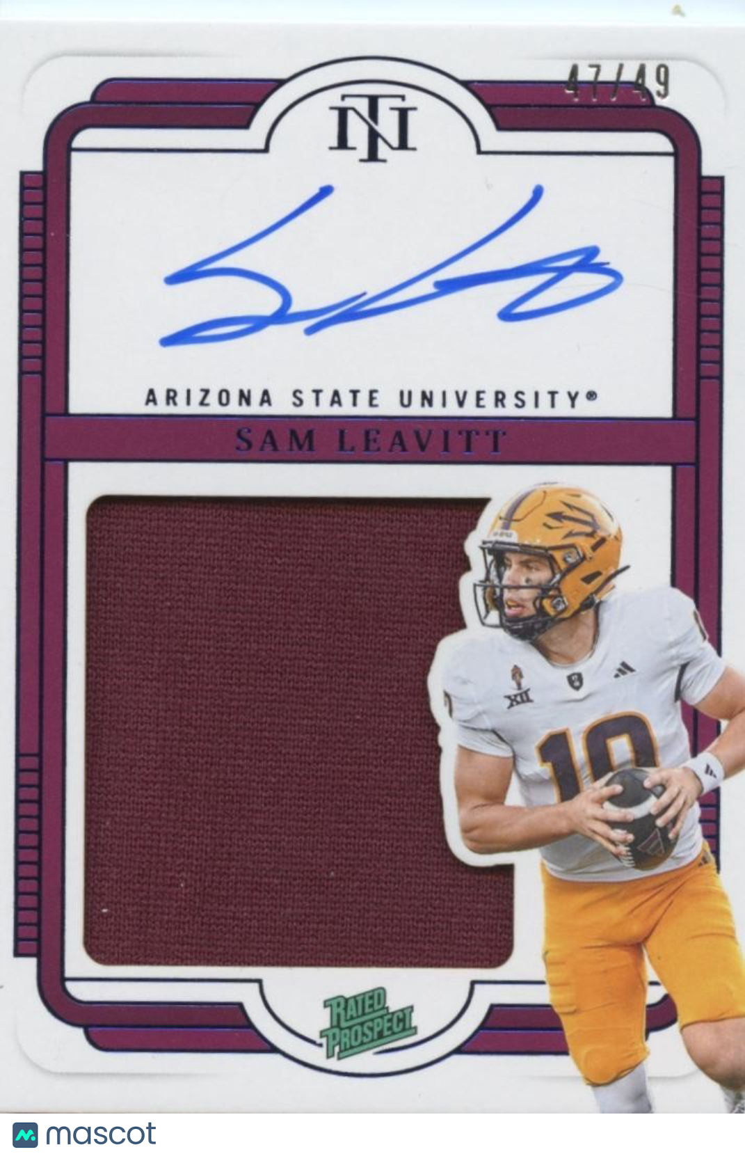 Sam Leavitt 2025 National Treasures Auto Autograph Patch RC Arizona State 47/49